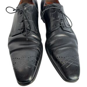 Santoni Lace Up Oxford Dress Shoe Mens 10.5 Black Leather Formal Business Office